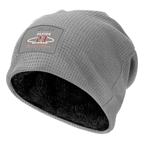 Bonnet doublé polaire gris anti froid style graphique pour l'hiver