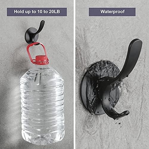Wopeite Towel Hooks for Robe Bath Stick on Hooks Towel Holders Coat Hooks Stainless Steel Door Hooks for Bathroom Kitchen No Drill 2 Pack Black