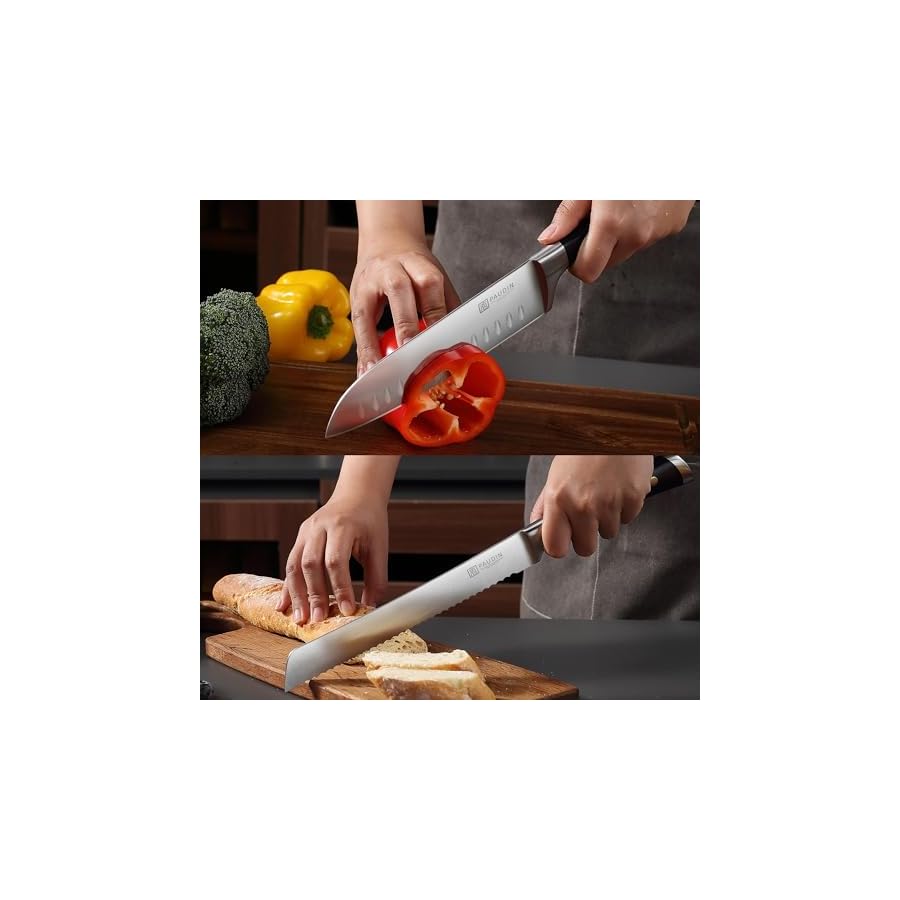 PAUDIN-Knife-Block-Set-15-Pieces-Knife-Set-with-Block-High-Carbon-Stainless-Steel-Kitchen-Knife-Set-with-Sharpener-Knives-Set-for-Kitchen-with-Full-Tang-Triple-Rivet-Handle PAUDIN Knife Block Set, 15 Pieces Knife Set with Block, High Carbon Stainless Steel Kitchen Knife Set with Sharpener, Knives Set for Kitchen with Full Tang Triple Rivet Handle