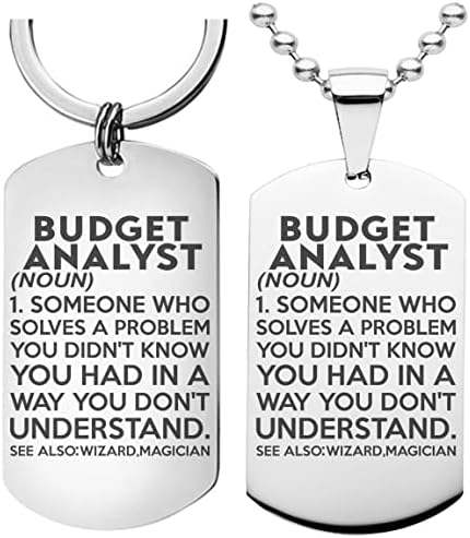 BUDGET ANALYST Definition Meaning Keychain Necklace - Set of 2 Key chain Office Gift image 5
