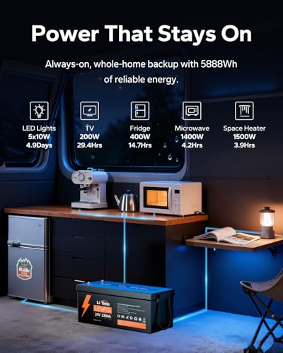 Image of Litime 24V 230Ah LiFePO4 Lithium Battery, Group 8D, 4000+ Deep Cycle, 5888W Continuous Output Power, IP65 Protection Class Perfect for RV Solar Power Back up Energy Marine.