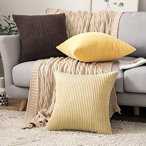 Miulee Pack Of 2, Corduroy Soft Soild Decorative Square Throw Pillow Covers Set Cushion Cases Pillowcases For Sofa Bedroom Car 18 X 18 Inch 45 X 45 Cm #TOP4