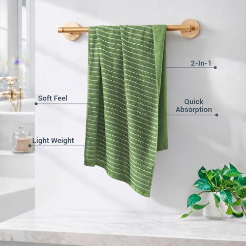 Image of Welspun 2-in-1 Towels for Bath Large Size | 100% Cotton Bath Towel | 250 GSM | High Absorbency & Quick Dry | Soft Feel | Bath Towel for Men & Women | 70 x 150 cm | Apple Green