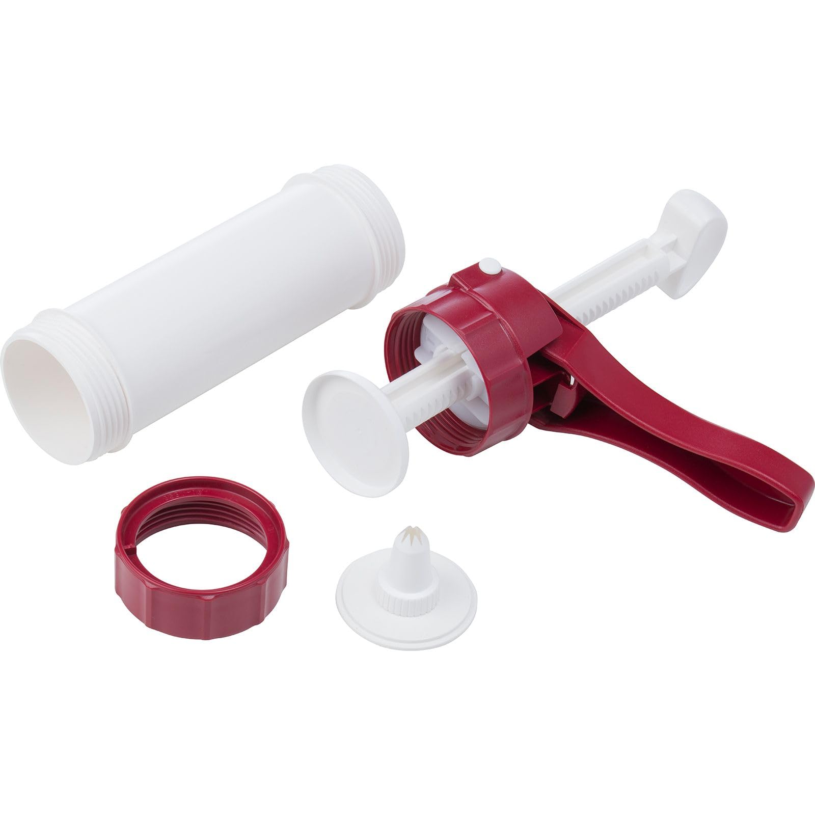 Westmark Presse à Biscuits/Seringue à Décorer, 6 Disques, 6 Douilles de Décoration, Quantité : 225 ml, Plastique, Luxus, Blanc/Rouge, 32302260