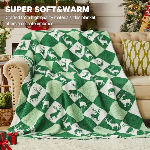Image of CYMULA Christmas Knit Throw Blanket - Super Soft Cozy Fuzzy Blankets for Couch, Sofa & Bed, Holiday Throw Blanket,60 inchx80 inch
