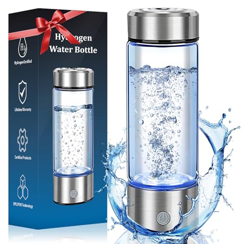 Hydrogen Water Bottle Generator - 14oz Portable Rechargeable Hydrogen Rich Water Maker with SPE/PEM...
