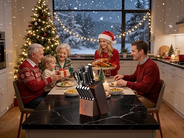 Miniatura 2 de BRODARK Juego de cuchillos de cocina, juego de cuchillos ultra afilados de 15 piezas con bloque, cuchillos de chef de espiga completa, juego de