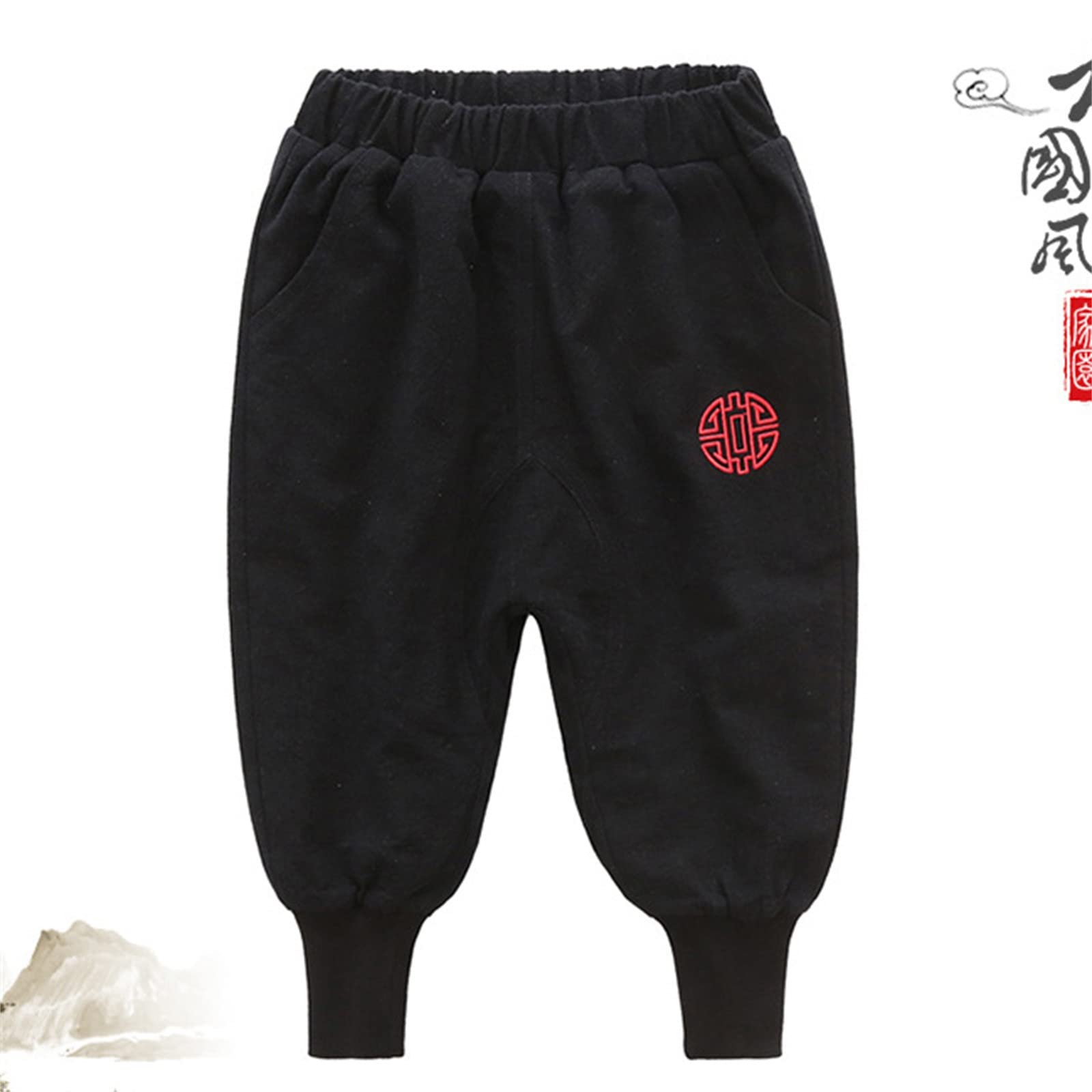 Niños pequeños Bebé Niña Niño Calendario Año Nuevo Chino Traje Tang Rojo Hanfu Camisa acolchada de manga larga Tops Invierno Cálido Polar Forrado Pantalones Conjunto Trajes Trajes De (Red, 2-3 Years)