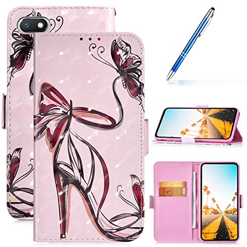Robinsoni Case Compatible with Xiaomi Redmi 6A Cover PU Leather Case Folio Flip Wallet Cover with Kickstand Hand Strap Card Slots Magnetic Closure Notebook Cover Wallet Case for Nokia 3.1 ,Butterfly