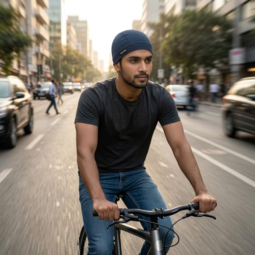 Image of Unisex Helmet Skull Cap for Bikers & Cyclists, Polyester Head Cap, Hair Inner Helmet Cap for Men, Sweat Cooling Beanie Cap, Skull Mask for Summer, Bike Accessories