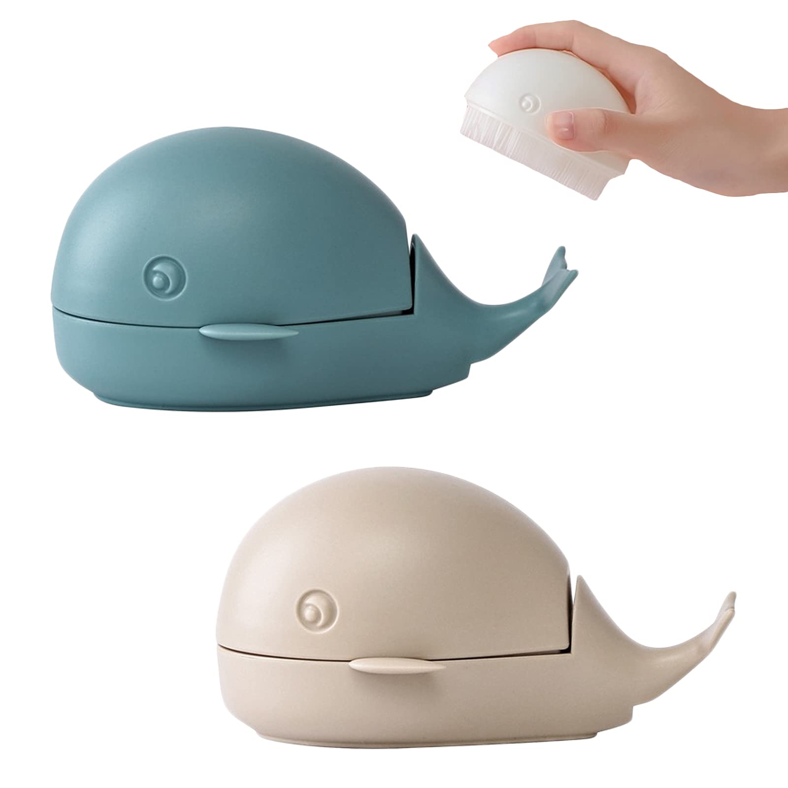 Bncxdc Small Laundry Brush, 2 Pieces Cartoon Whale Laundry Brush, Cute Creative Laundry Brush Small Whale Washing Brush Household No Shedding Cleaning Brush for Clothes Kitchen Carpet Shoes