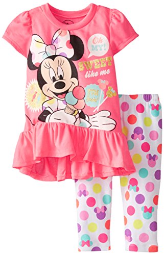 Disney Baby Girls' Minnie Mouse Flower Legging Set with Peplum Top
