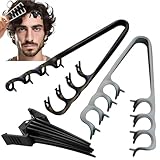 Peine Texturizador Hombre Set con 2 Peine Pelo Rizos de Dientes Anchos y 1 Pinza para Volumen, Peine Pelo Rizado de Textura para Raíces/Flequillo, Herramienta para Raíces Volumen para Mujeres/Hombres