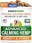 BARK&SPARK Advanced Calming Hemp Treats for Dogs - Hemp Oil + Melatonin - Anxiety Relief - Separation Aid - Stress Relief During Fireworks, Storms, Thunder - Aggressive Behavior, Barking - 180 Chews