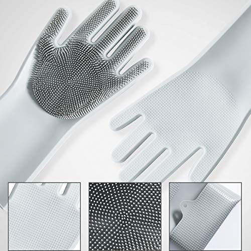 Kingrol 3 Pairs Silicone Scrubber Gloves, Magic Dish Washing Gloves, Cleaning Brush Scrubber Gloves For Kitchen, Bathroom, Car, Pet Care #TOP1