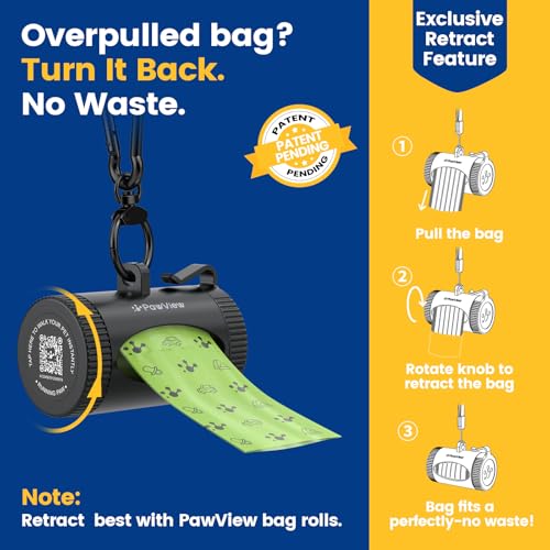 Image of Dog Poop Bags Rolls with Retractable Poop Bag Holder, Leak Proof and Extra Thick Lavender Pet Waste Bags, 1 Dispenser and 105 Bags for Doggy Walking & Cat Litter