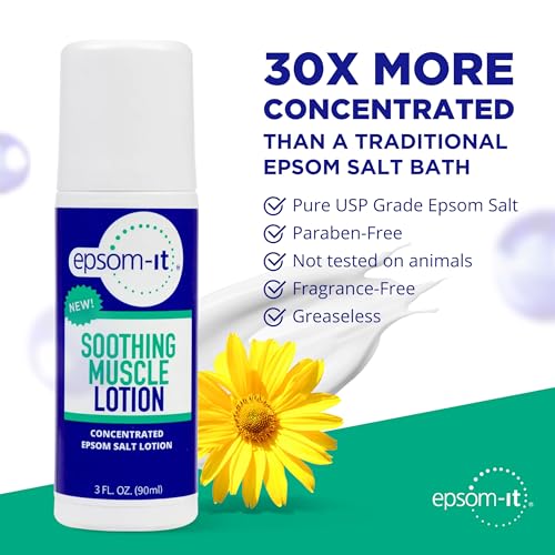 Image of Epsom-It Soothing Muscle Lotion - Roll On Epsom Salt Lotion with Arnica for Muscle Stiffness, Leg, Knees and Feet Discomfort, Topical Magnesium Cream, 3oz, 2-Pack