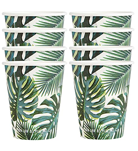 Talking Tables 8pk (250ml/9oz) Tropical Paper Party Cups | 'HOME' Recyclable Disposable , Eco-friendly & Plastic Free | For Summer Garden BBQ, Kids Birthday, Celebration, Jungle, Hawaiian, Fiesta