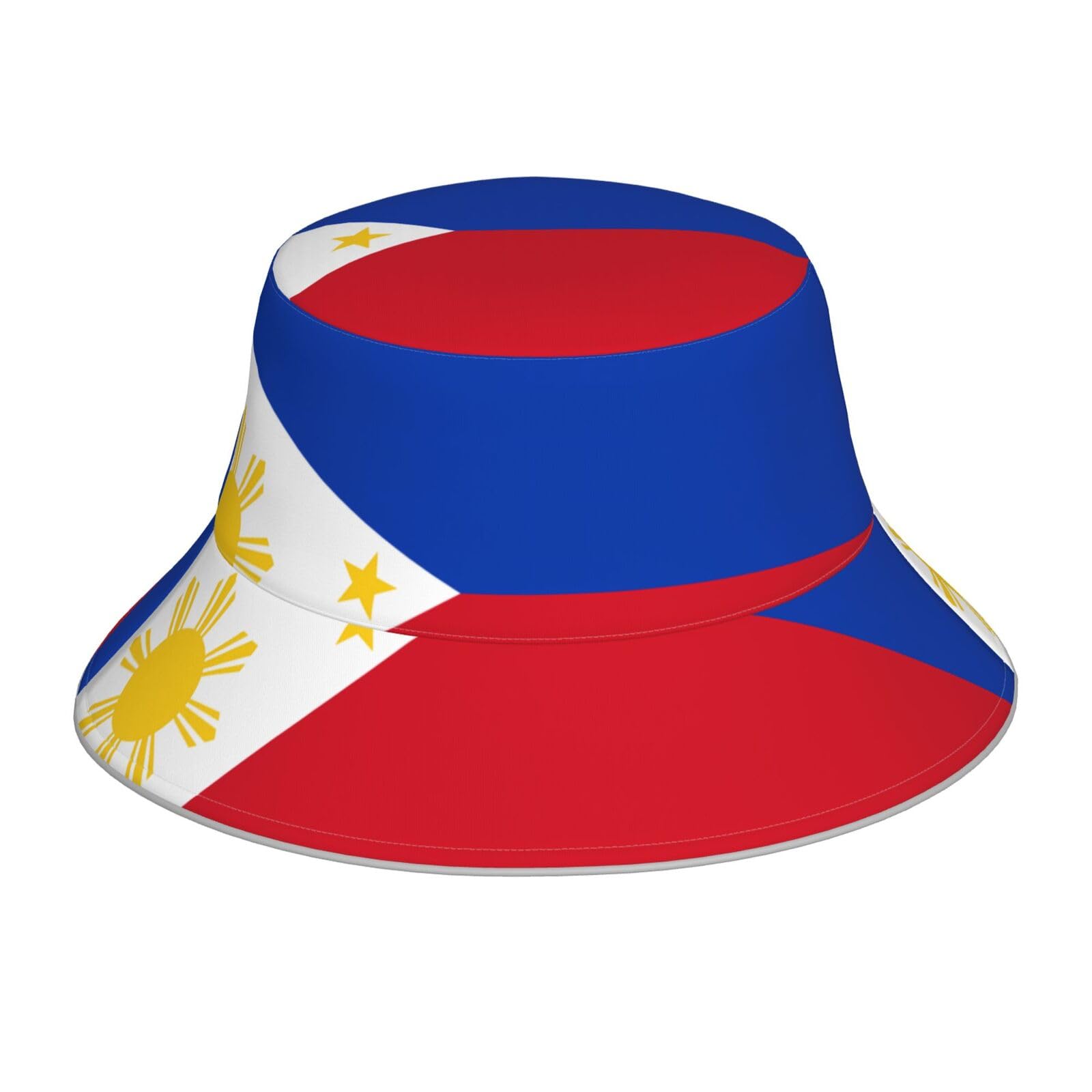Vvxbhgr Men's Black Reflective Double-Sided Bucket Hat Philippine Flag Prints Foldable For Beach, Camping