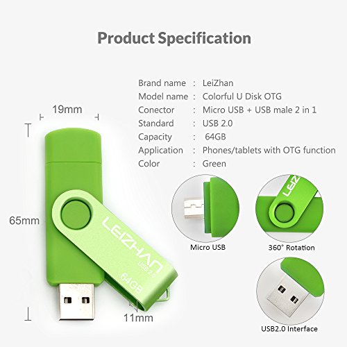 Image of LEIZHAN 32GB OTG USB Flash Drive Green USB 2.0 Pen Drive Gift Suitable for Samsung Galaxy S7,S7Edge,S6,S6 Edge
