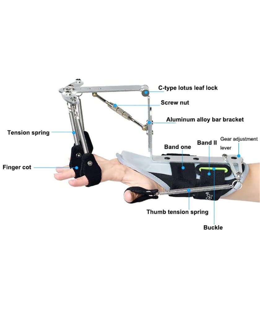Soporte de rehabilitación de dedos Dispositivo de entrenamiento ortopédico de muñeca de dedo ajustable Férula separadora de dedos de aleación de aluminio para hemiplejia por accidente cerebr