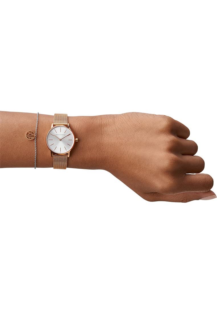 Armani Exchange Orologio da donna, Movimento al quarzo a due lancette e cassa da 28 mm con cinturino in acciaio inossidabile