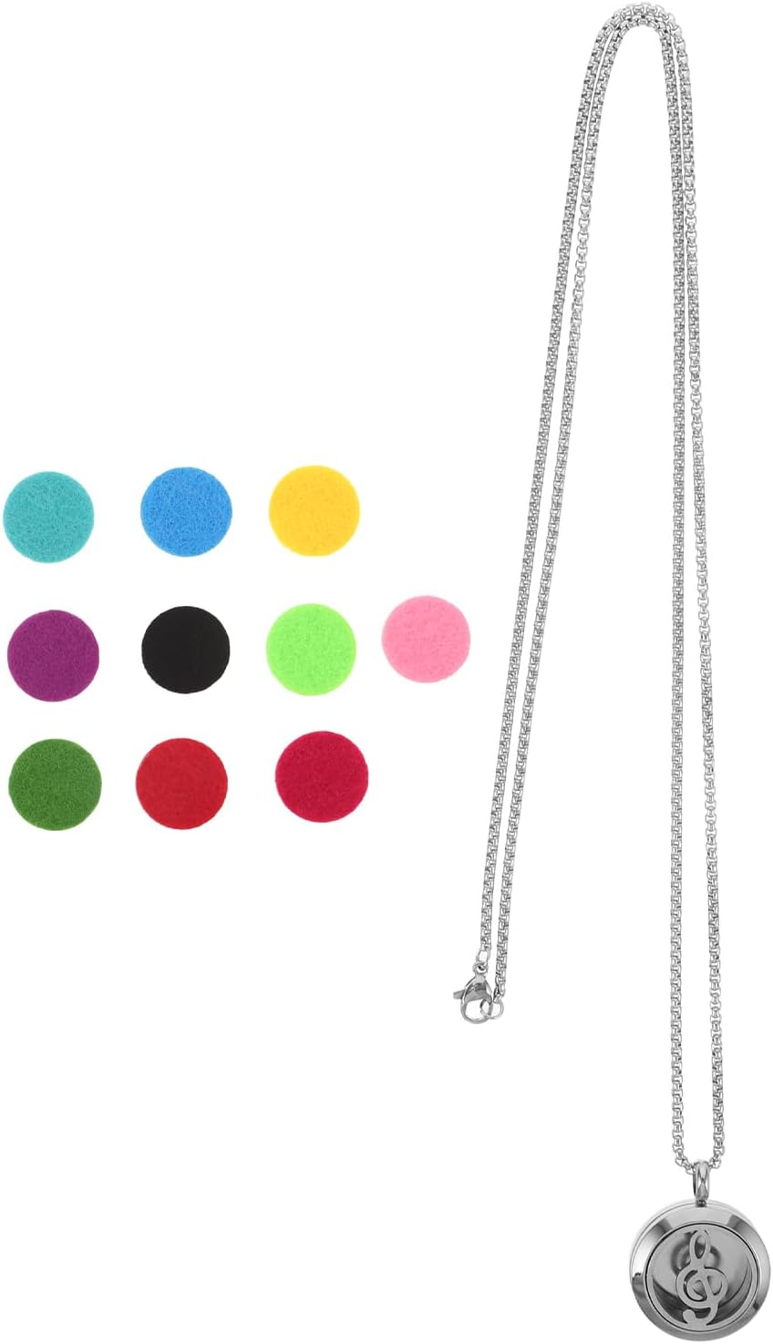 Music Note Patterned Aromatherapy Essential Oil Diffuser Necklace with Hollow Locket and Replacement Pad – Wearable Scent Pendant Jewelry for Women’s Relaxation and Fragrance