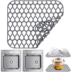 Silicona Fregadero AUAUY 1 PCS Alfombrilla De Silicona Para Fregadero De Cocina, Resistente Al Calor, Antideslizante Para Fregadero, Alfombrilla De Malla Para Fregadero De Acero Inoxidable (Gris, 34,5 x 30 cm)