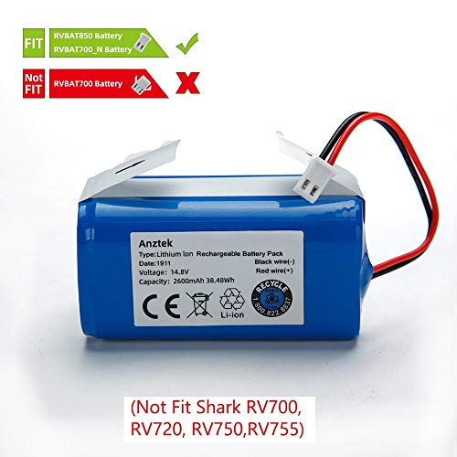 N/R Replacement Battery Pack For Shark Ion Robot Rvbat850 Battery For Rv850, Rv850Brn, Rv850C, Rv850Wv, Rv851Wv, Rv871, Rv871C ，Rv700_N, Rv720_N, Rv725_N, Rv761,Rv1000S,Ur1000Sr 2 Prong 14.4V 2600Mah #TOP1