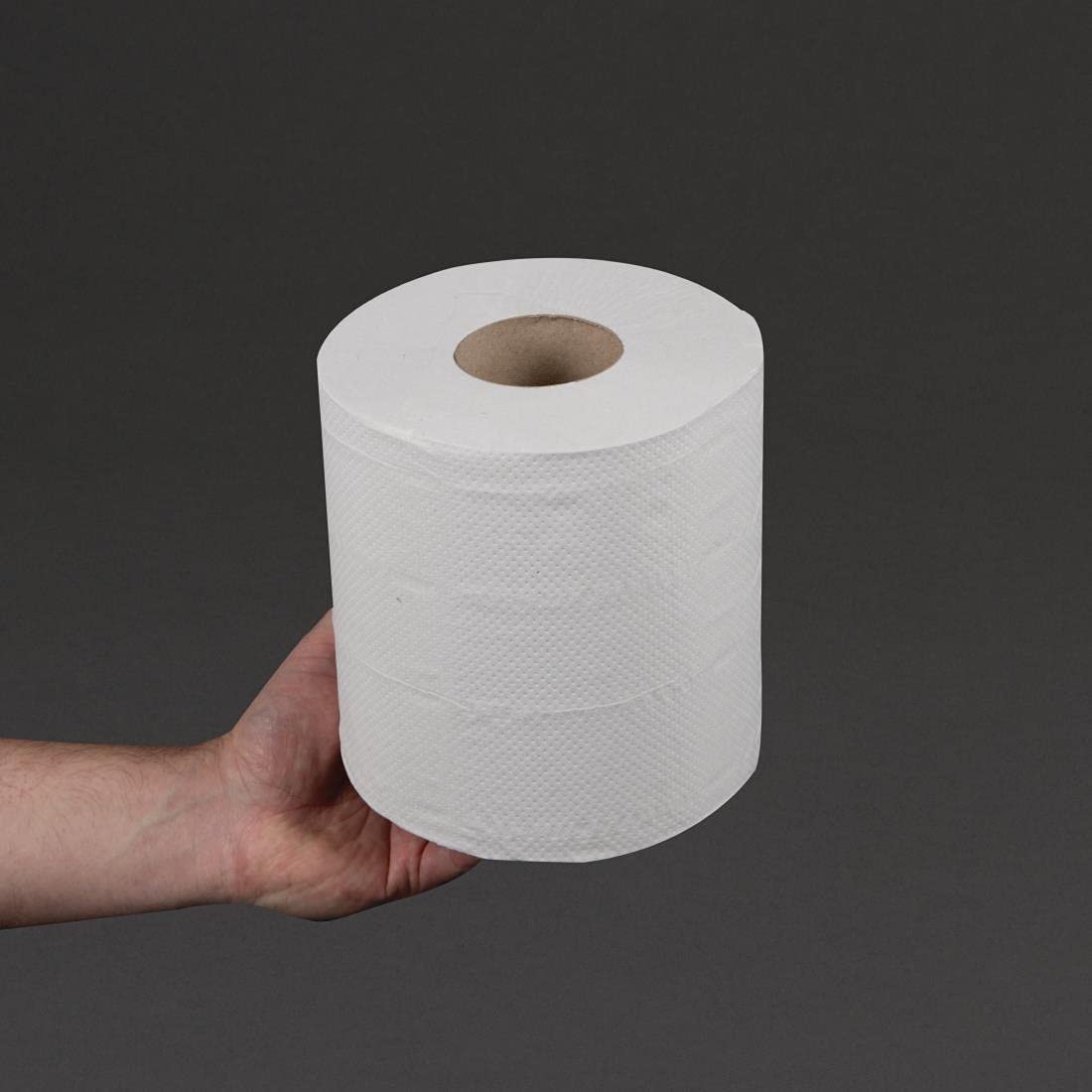 Jantex Rouleau d'Essuyage Dévidage Central Blanc 2 Plis / 120 m par Rouleau (Lot de 6), Blanc, Environ 400 Feuilles par Rouleau, Accrédité CHSA, Matériau Recyclé, DL920