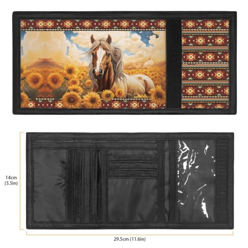 COEQINE Horse Backpacks For Teen Girls Sunflower Book Bag for Women School Bag Set for Student With Trifold Wallet Large Laptop Shoulder Bag With Water Holder Pocket4