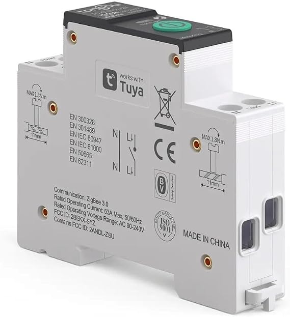 Zigbee 63 Amper Akıllı Sigorta (Tuya, Smart Life, Zigbee2MQTT Uyumlu)