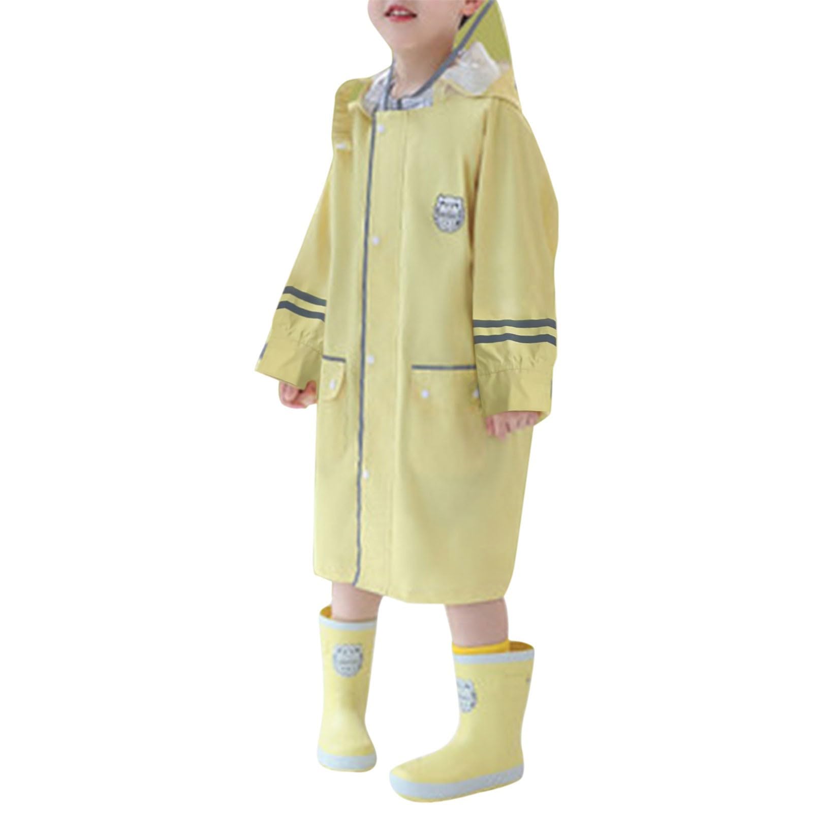 RNTOP Kids Toddler Rain Poncho with Hood Reusable Water-Proof Raincoat Baby Boys Girls (A2-Yellow, 10-11 Years)