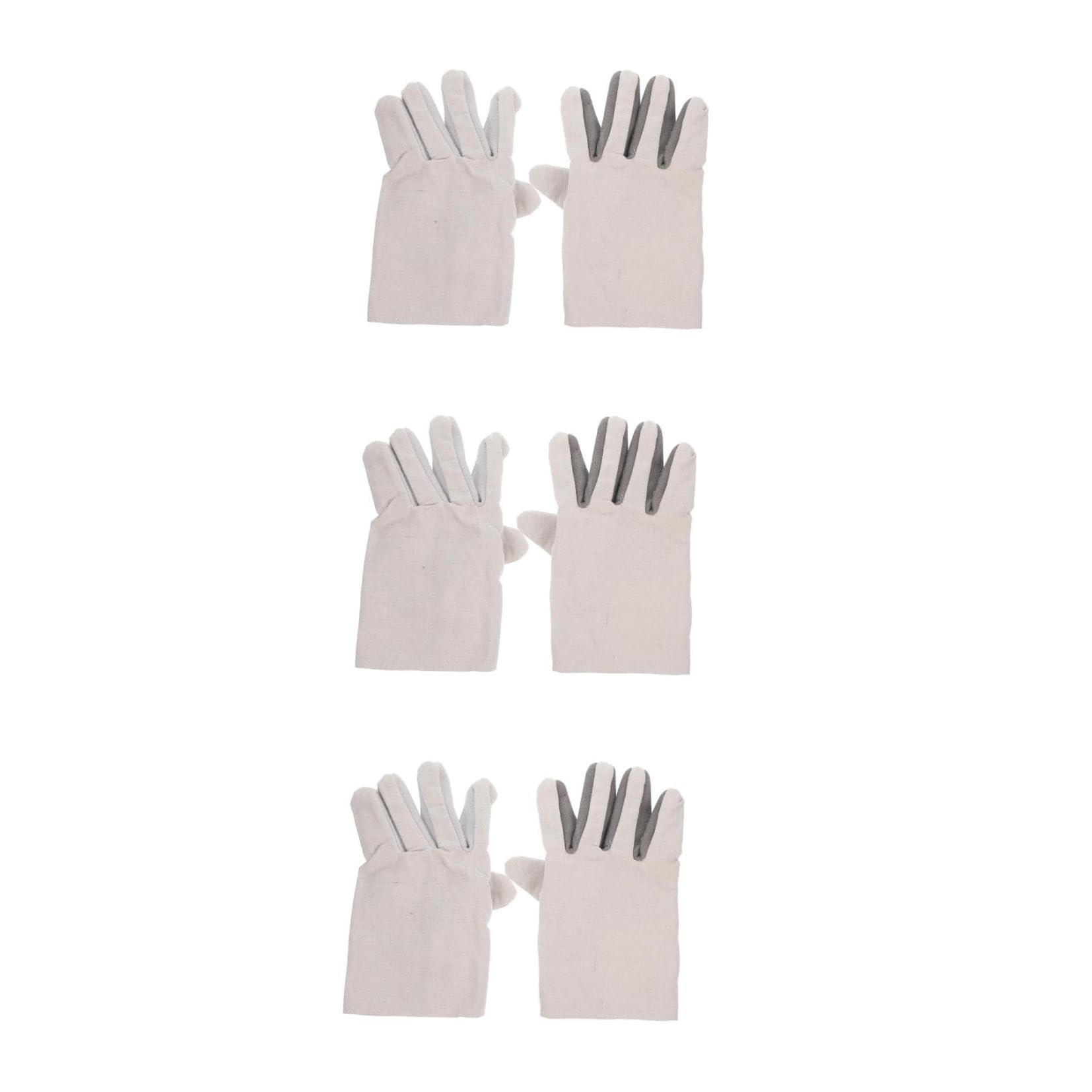 Uonlytech 3pares Guantes De Soldador De Cuero De Vaca y Lona De Doble Capa Resistentes Al Desgaste Aceite Para Trabajos Pesados y Actividades Al Aire Como Barbacoas y Camping