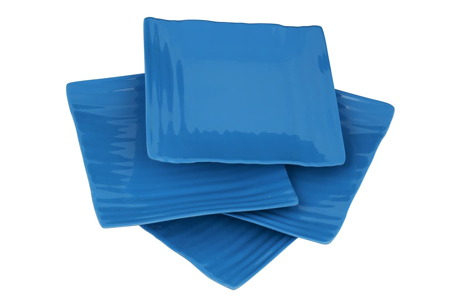 Mehul Melamine Square Snacks Half Side Plates, Set for Kitchen/Dining, Size 17.5 X 17.5 cm, Set of 4 (Blue)