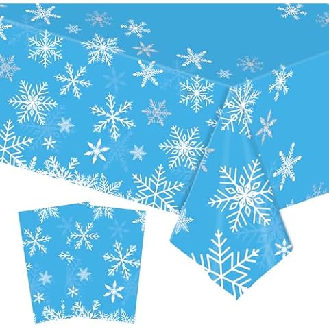 COSORO Blue Snowflake Tablecloths for Christmas Cover