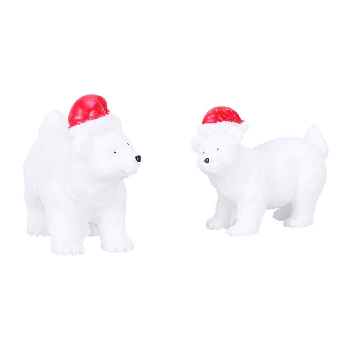 LIOOBO 6 Pezzi Ornamento in Miniatura Decorazione Vasi Per Piante Statuina Da Tavolo Natalizia Cucciolo Di Orso Con L'ornamento Del Cappuccio Mini Globo Più Pulito Bambino Bianca Animale