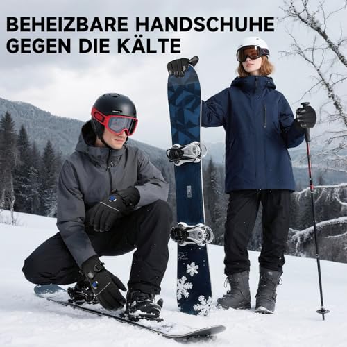 PEKWZIZ Beheizbare Handschuhe, 6000mAh Akku USB Beheizte Handschuhe für Damen Herren, 3 Heizstufen wasserdichte Touchscreen Handschuh Beheizbarer (Schwarz-EU, L)