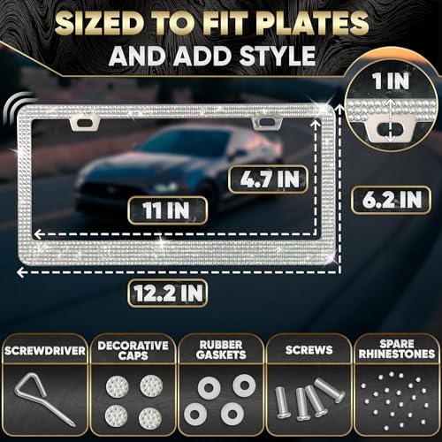 Marco de matrícula brillante con diamantes de imitación - $14.96