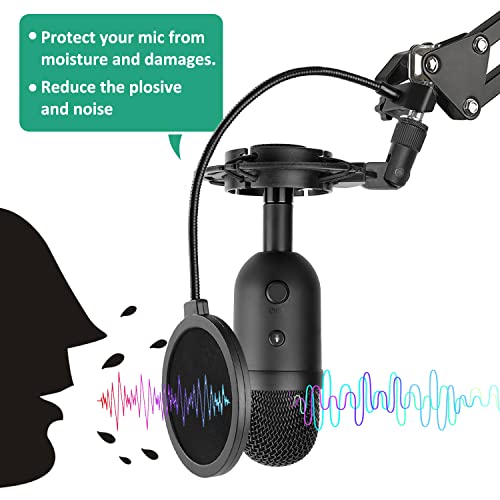 Image of Mic Boom Arm for Razer Seiren V2 X, Adjustable Microphone Arm Stand with Shock Mount, Pop Filter, Heavy Duty Table Mount Clamp and 3 /8 Female to 5 /8 Male Screw Adapter