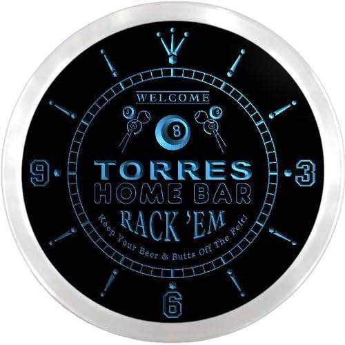 AdvPro ncx1067-tm Torres Home Bar Pool Room Custom Name Neon Sign Clock