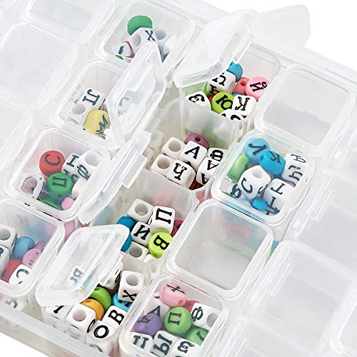 Image of FASHEWELRY 28 Grids Clear Plastic Jewelry Box Storage Containers with 3.93x0.94x0.94 Inch Removable Dividers