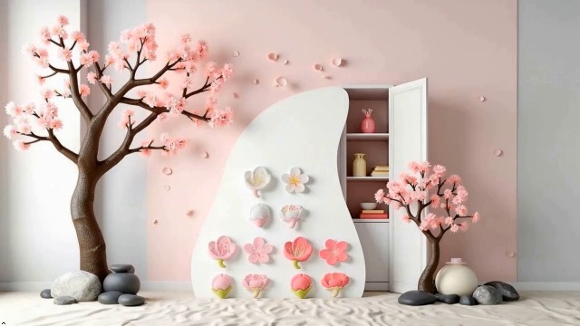12Pcs Imán 3D Flor Sakura Rosa para Refrigerador miniatura 7