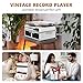 Vinyl Record Player with External Speakers BT 5.3 Wireless Turntable Portable with 3 Speed USB Vintage Wooden White