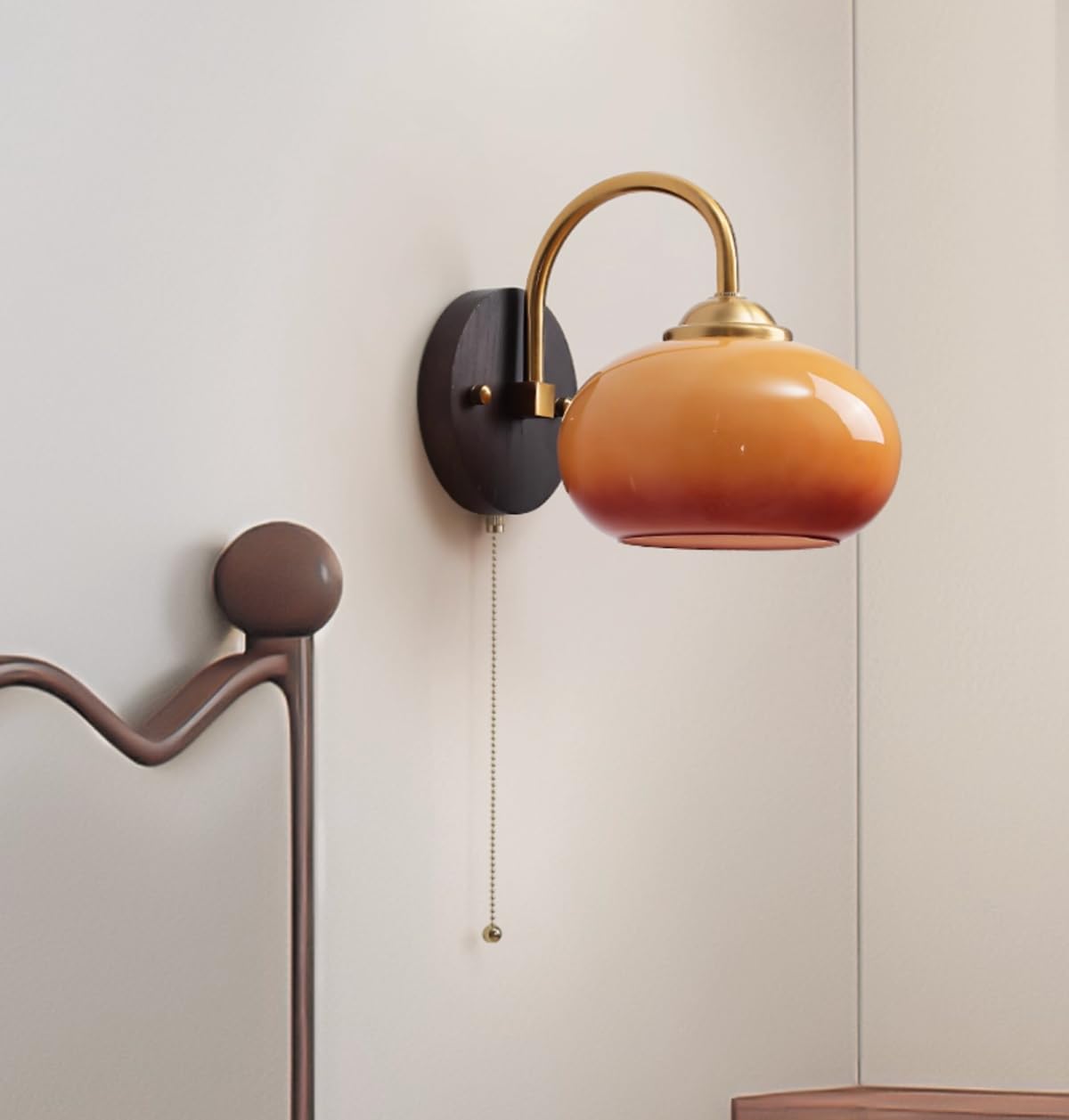Szklana lampa ścienna styl vintage lampka nocna kreatywna lampa wspornikowa dekoracyjna lampa ścienna do sypialni, przedpokoju
