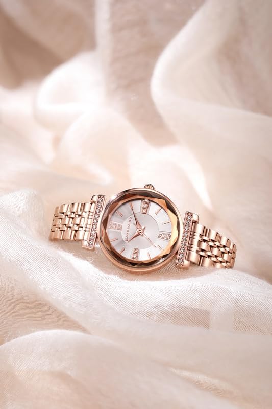 Image of Giordano Stylish Diamond Studded Analog Wrist Watch for Women with Elegant Diamond Cut Glass and Glass Coated Stainless Steel Strap - GZ-60084