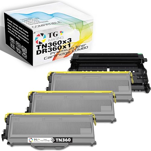 Pack de 4 cartouches TN360 et DR360 compatibles pour imprimantes Brother HL-2170W et MFC-7340