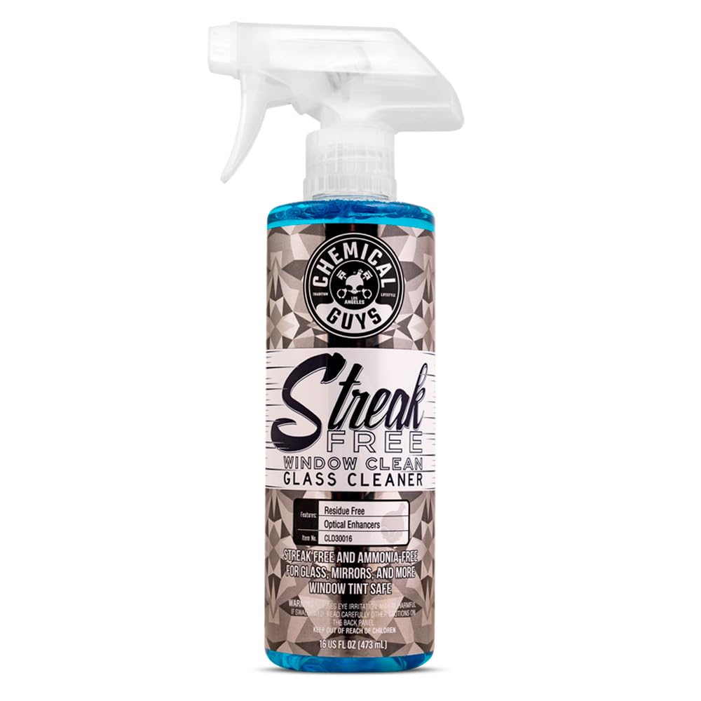Chemical Guys Streak Free Glass & Window Cleaner (Works on Mirrors, Navigation Screens & More; Car, Truck, SUV and Home Use), Ammonia Free & Safe on Tinted Windows, 473 ml