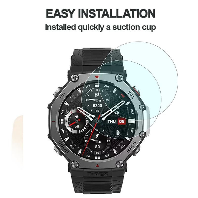 Image of YODI Pack of 2 Waterproof 3D Tempered Glass Screen Protector Compatible with Amazfit T-Rex 3 Only ((T-REX 3))