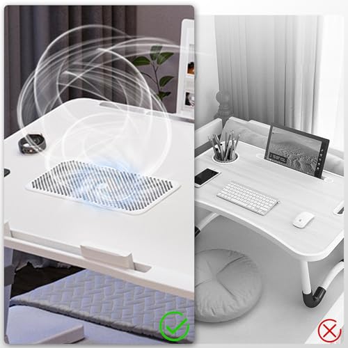 Image of iXTRA Adjustable Laptop Lap Desk with Cooling Fan USB Light for Adults 56x32cm,White